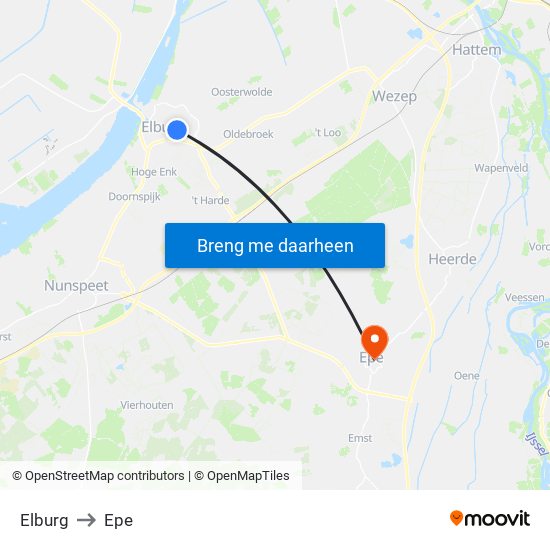 Elburg to Epe map