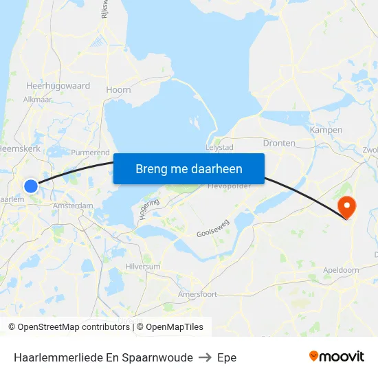 Haarlemmerliede En Spaarnwoude to Epe map