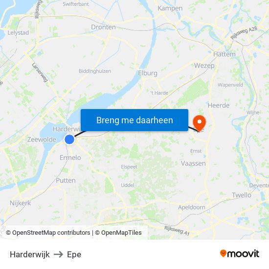 Harderwijk to Epe map