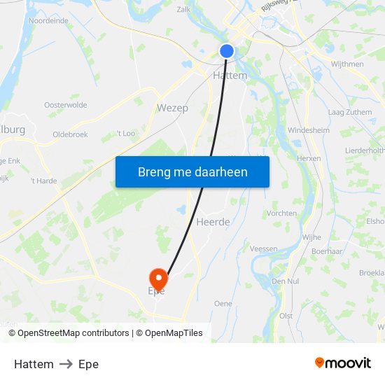 Hattem to Epe map
