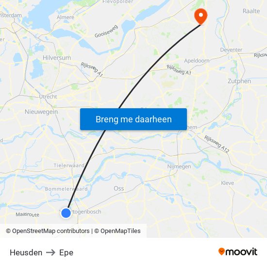 Heusden to Epe map