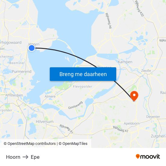 Hoorn to Epe map