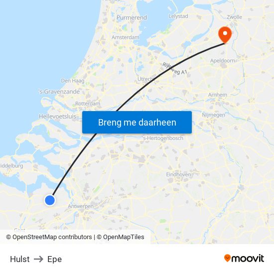 Hulst to Epe map
