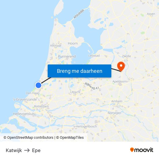 Katwijk to Epe map