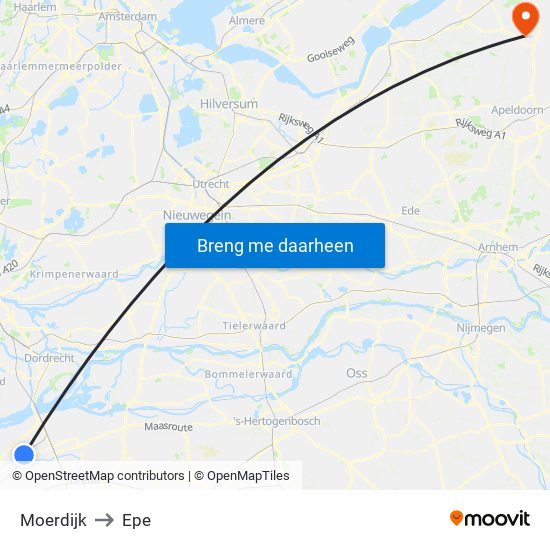 Moerdijk to Epe map