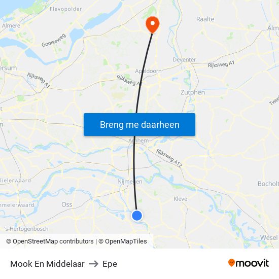 Mook En Middelaar to Epe map
