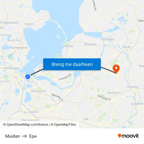 Muiden to Epe map