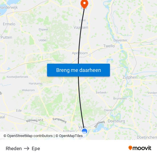 Rheden to Epe map