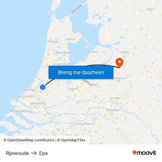 Rijnwoude to Epe map