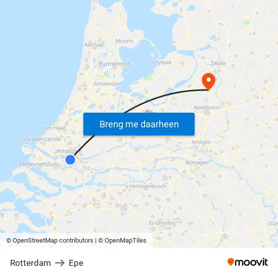 Rotterdam to Epe map