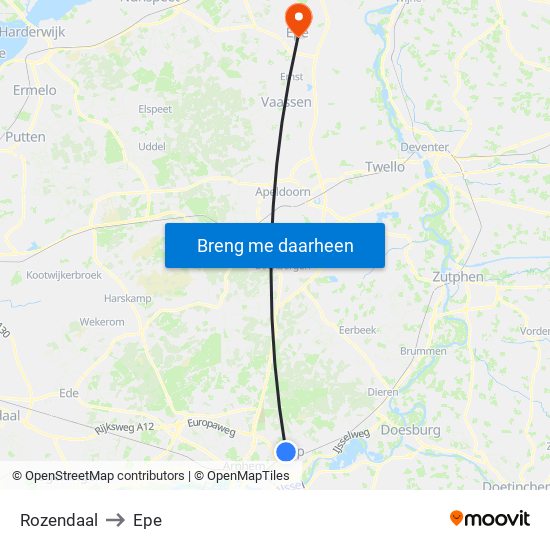 Rozendaal to Epe map