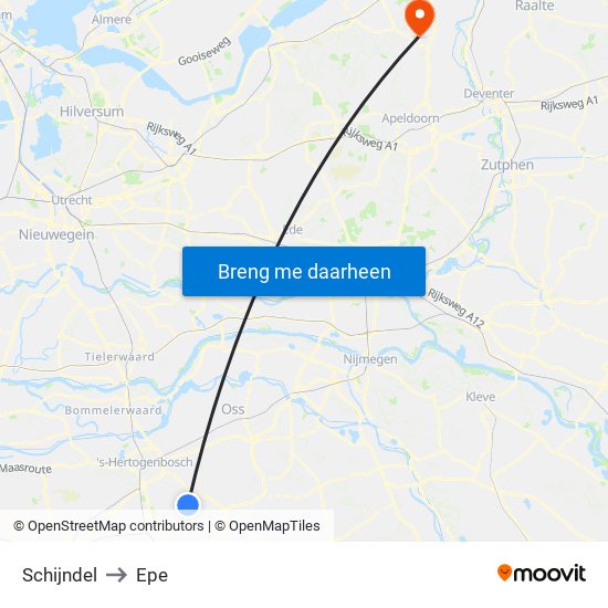 Schijndel to Epe map