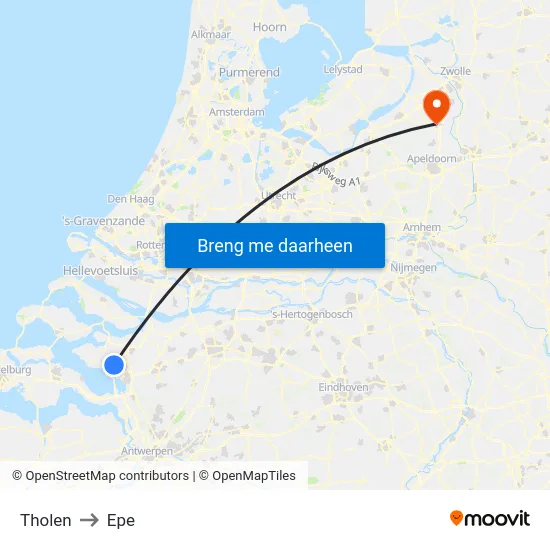 Tholen to Epe map