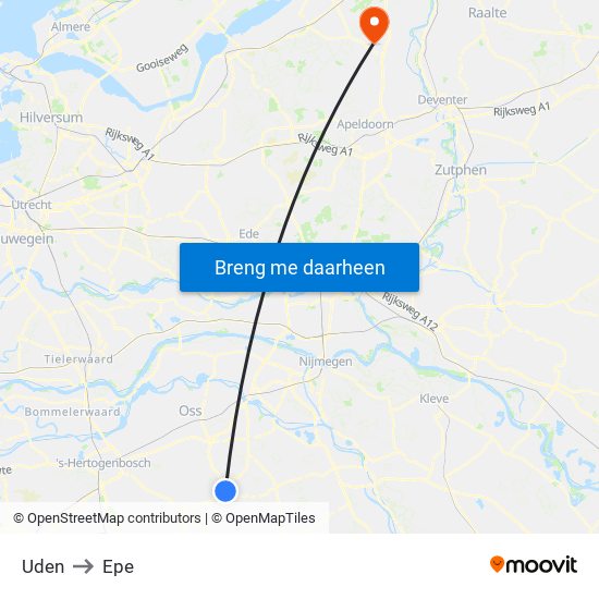 Uden to Epe map