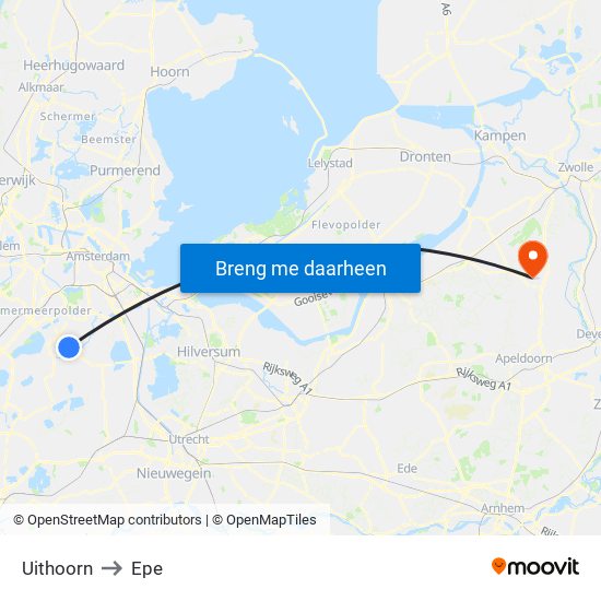 Uithoorn to Epe map
