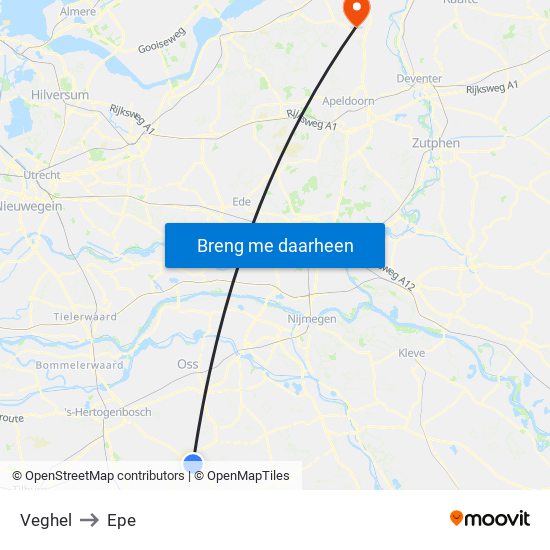 Veghel to Epe map