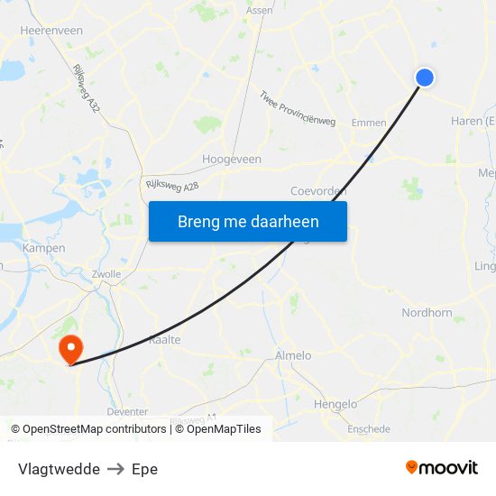 Vlagtwedde to Epe map