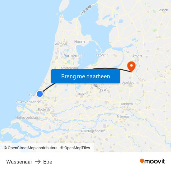 Wassenaar to Epe map