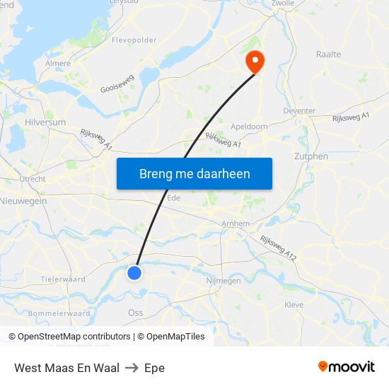 West Maas En Waal to Epe map