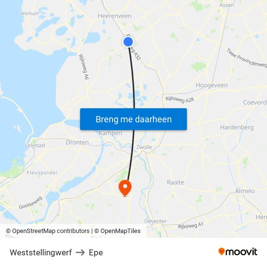 Weststellingwerf to Epe map