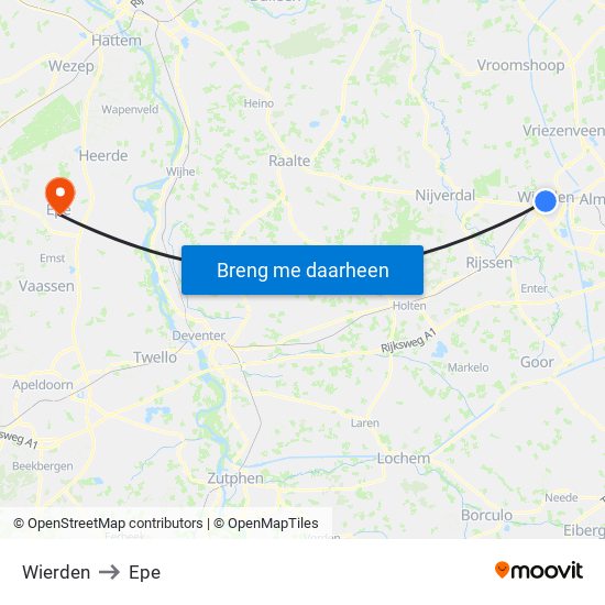 Wierden to Epe map