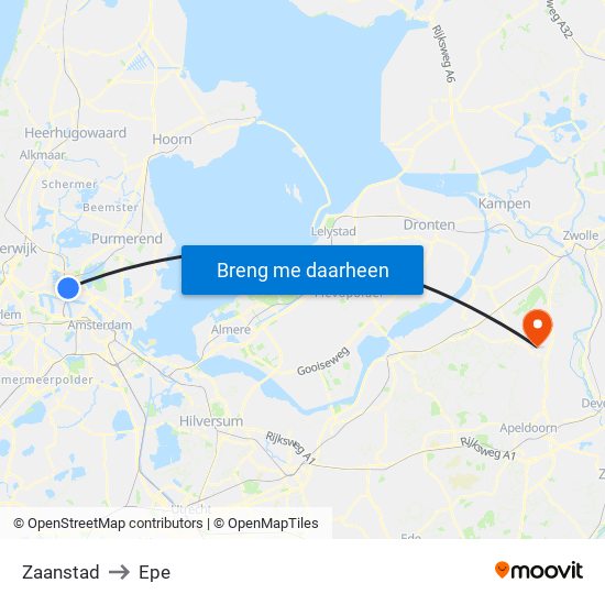 Zaanstad to Epe map