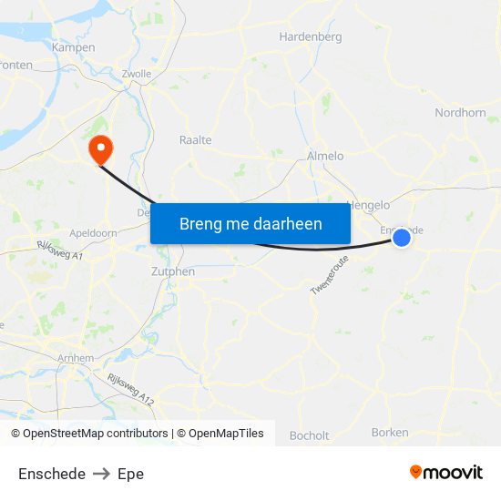Enschede to Epe map