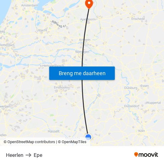 Heerlen to Epe map