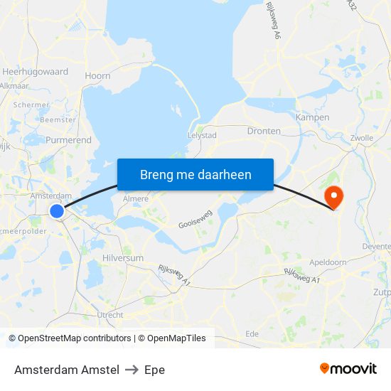 Amsterdam Amstel to Epe map