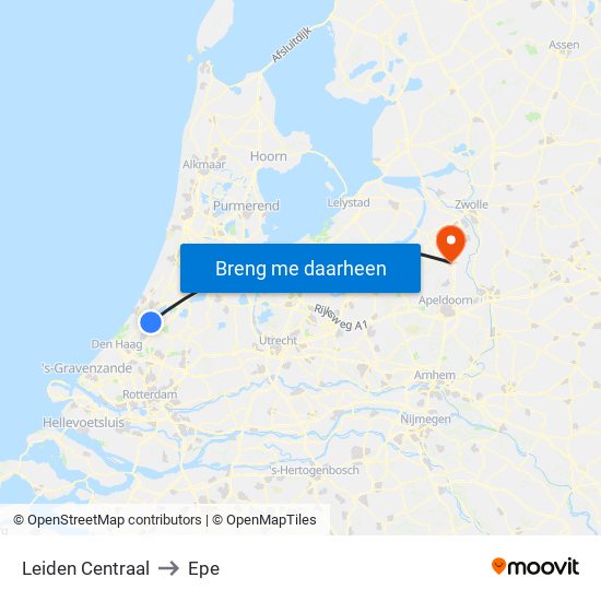 Leiden Centraal to Epe map