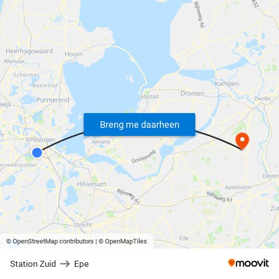 Station Zuid to Epe map
