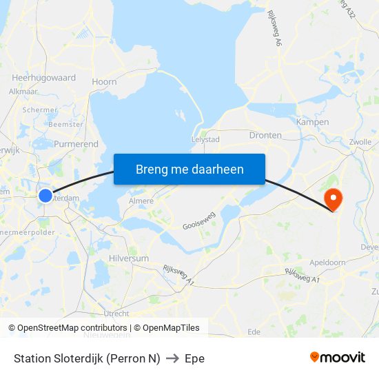 Station Sloterdijk (Perron N) to Epe map