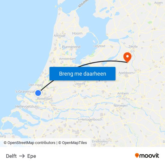 Delft to Epe map