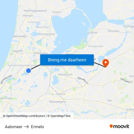 Aalsmeer to Ermelo map