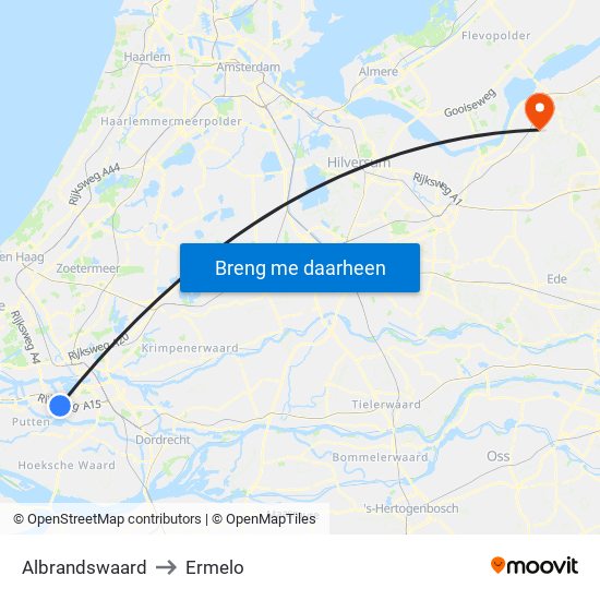 Albrandswaard to Ermelo map