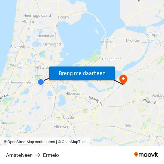 Amstelveen to Ermelo map