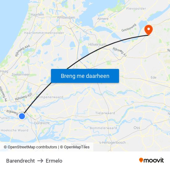 Barendrecht to Ermelo map