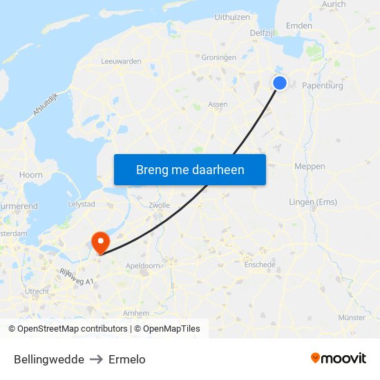 Bellingwedde to Ermelo map