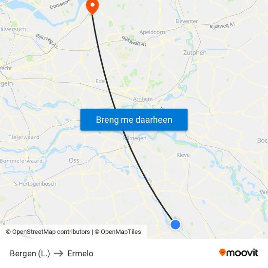 Bergen (L.) to Ermelo map