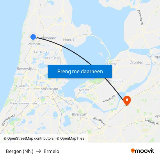 Bergen (Nh.) to Ermelo map