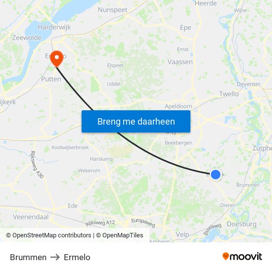 Brummen to Ermelo map