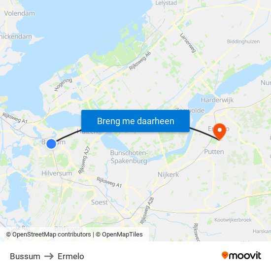 Bussum to Ermelo map