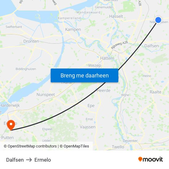 Dalfsen to Ermelo map