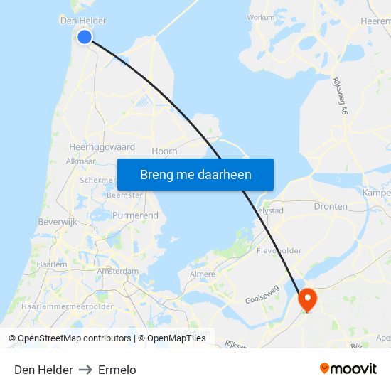 Den Helder to Ermelo map
