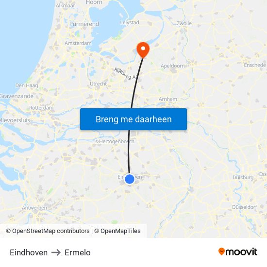 Eindhoven to Ermelo map