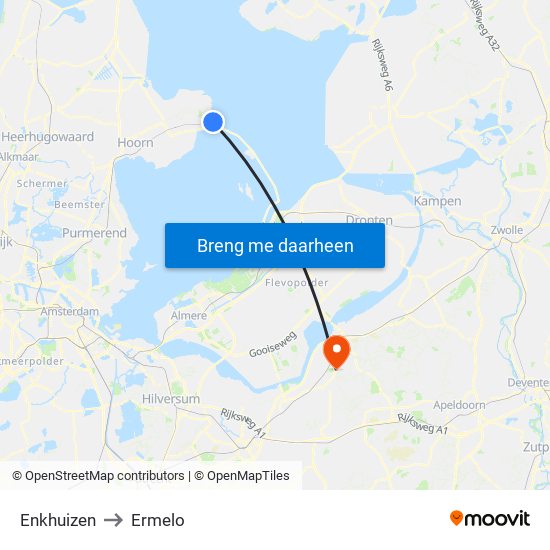 Enkhuizen to Ermelo map