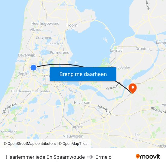 Haarlemmerliede En Spaarnwoude to Ermelo map