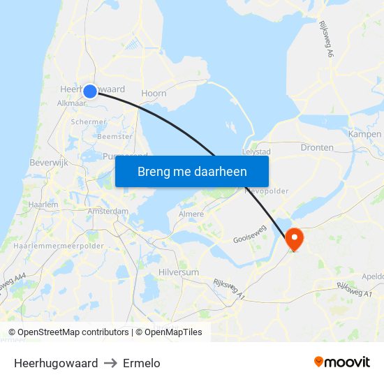 Heerhugowaard to Ermelo map