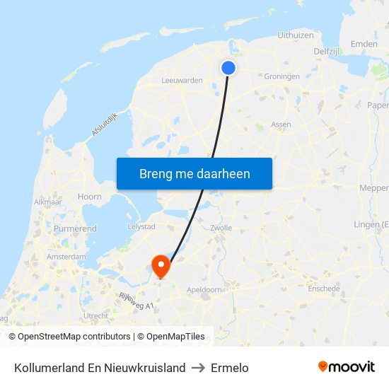 Kollumerland En Nieuwkruisland to Ermelo map