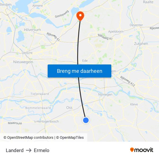 Landerd to Ermelo map